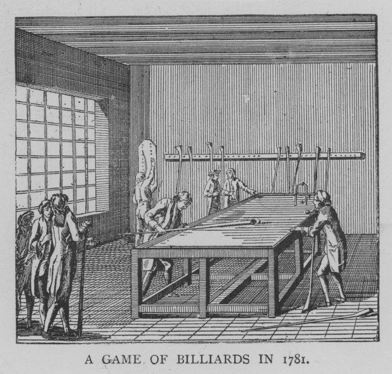 A Game of Billiards 1781 (gravyr) av English School