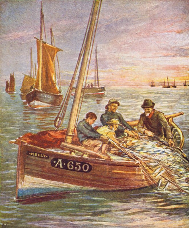 A Good Catch (färglitografi) av English School