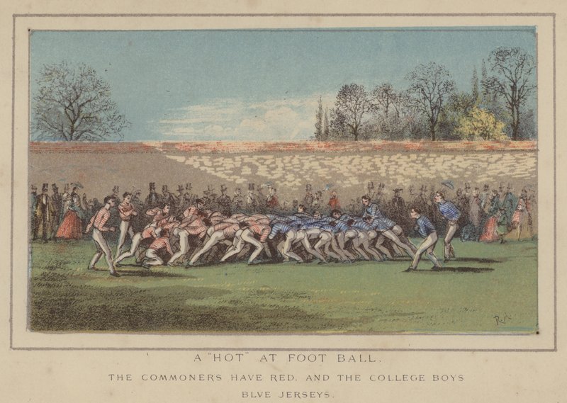 En "het" på Foot Ball (färg litho) av English School