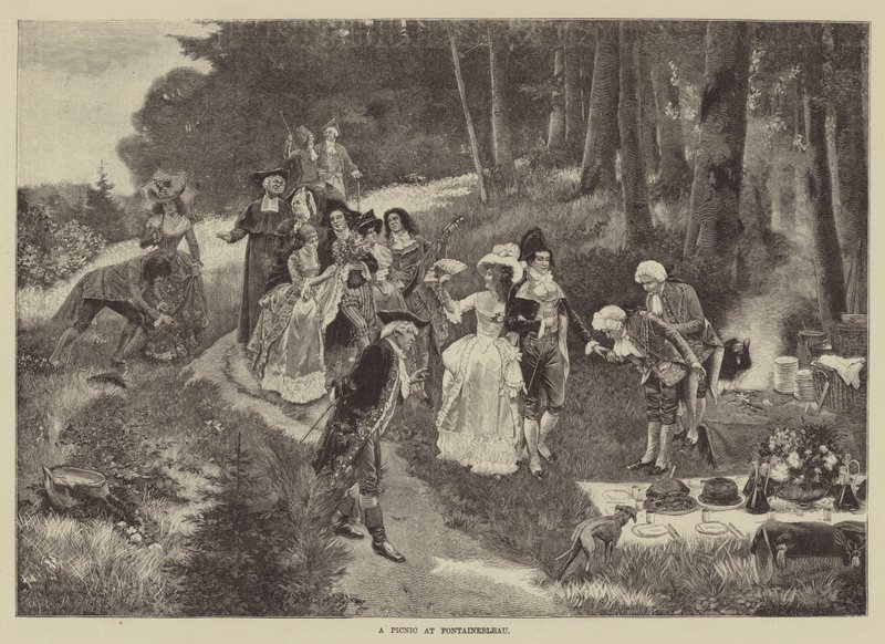 En picknick i Fontainebleau (gravyr) av English School