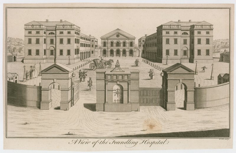 Utsikt över Foundling Hospital, London av English School