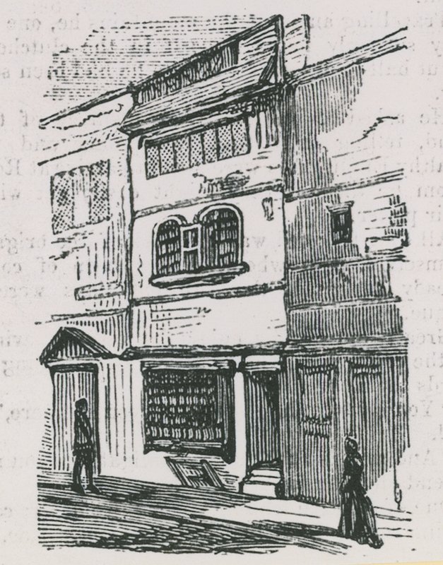 Ett hus i Spitalfields, London av English School