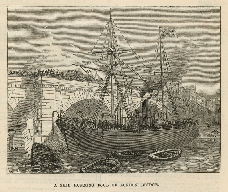 Ett fartyg som springer längs London Bridge av English School