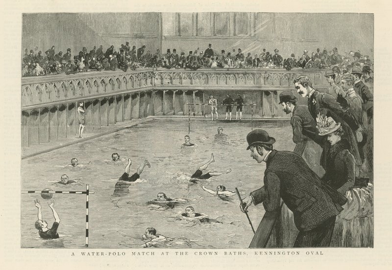 En vattenpolomatch på Crown Baths av English School
