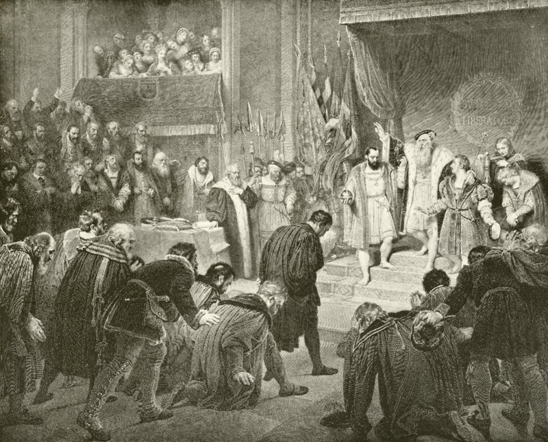 Abdikation av Gustavus Vasa (gravyr) av English School
