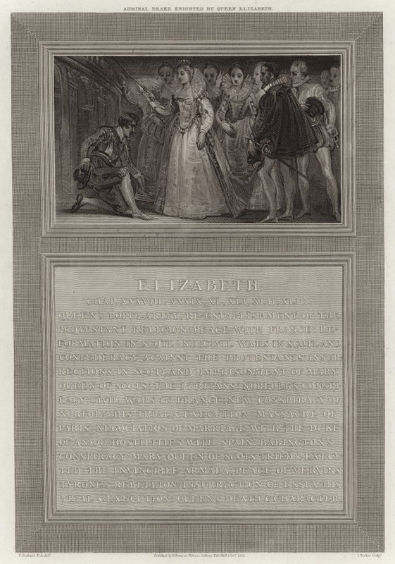 Amiral Drake adlad av drottning Elizabeth av English School