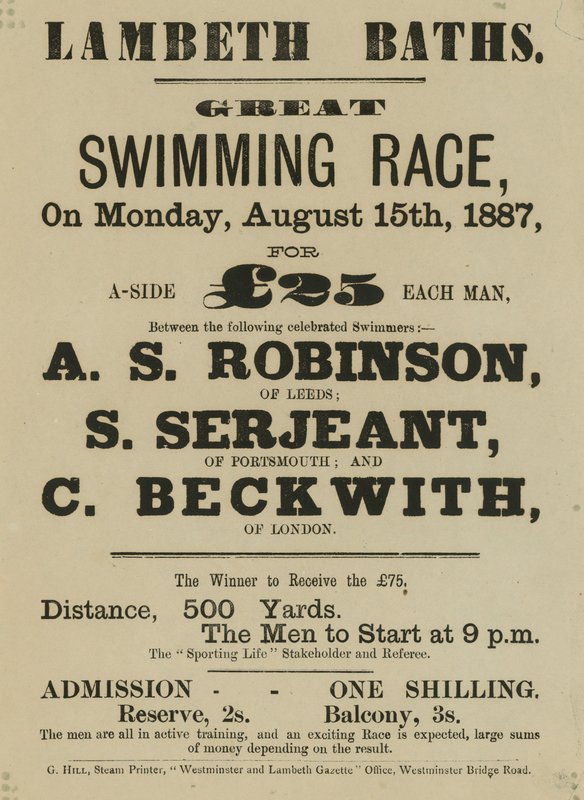 Annons för Lambeth Baths av English School