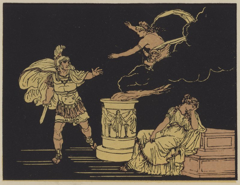 Aeneas och Helena (färglitografi) av English School