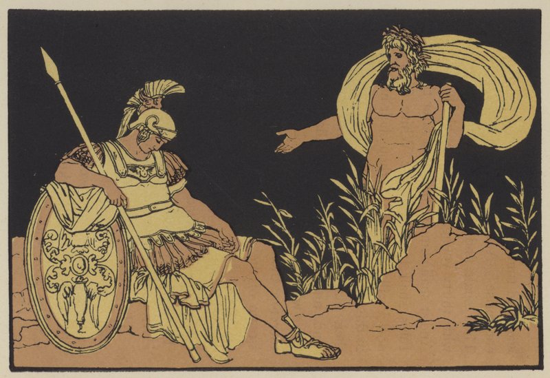 Aeneas och Tibern (färg litho) av English School