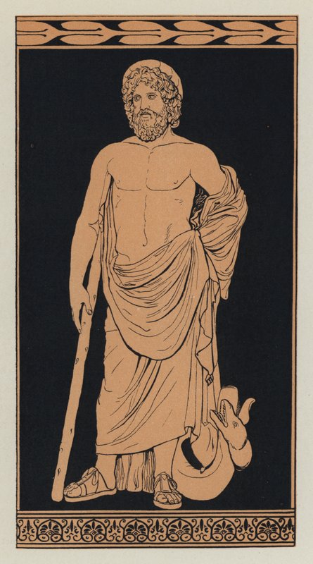 Aesculapius (färglitografi) av English School