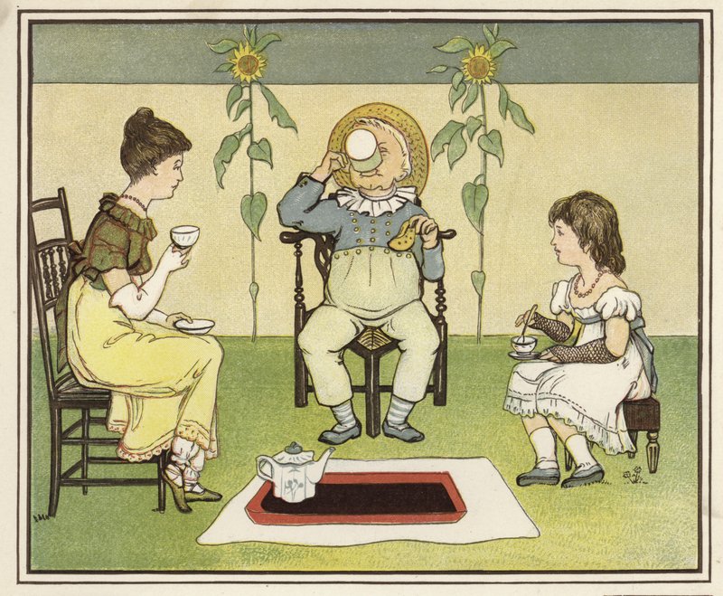 Eftermiddagste (färglitografi) av English School