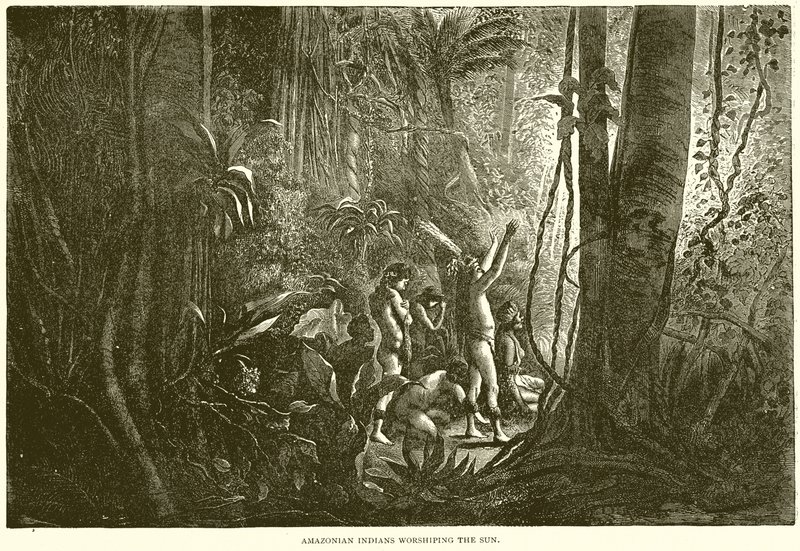 Amazonas indianer som dyrkar solen av English School