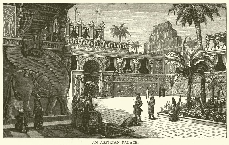 Ett assyriskt palats (gravyr) av English School