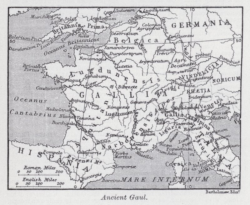 Forntida Gallien (litho) av English School