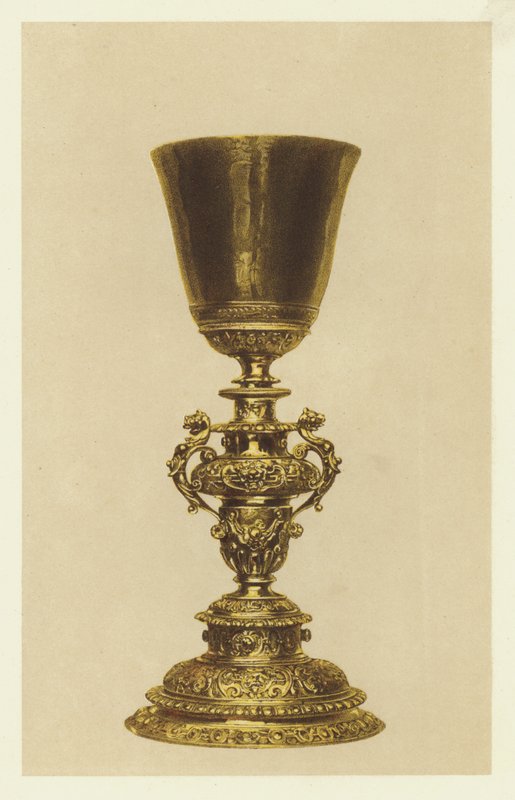 Antik förgylld kalk (chromolitho) av English School
