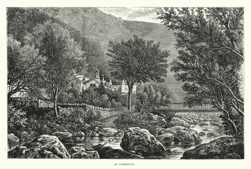 Vid Lynmouth (gravyr) av English School