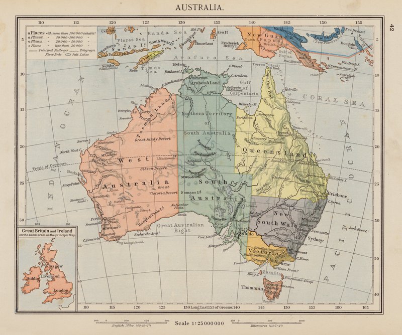Australien (färglitografi) av English School