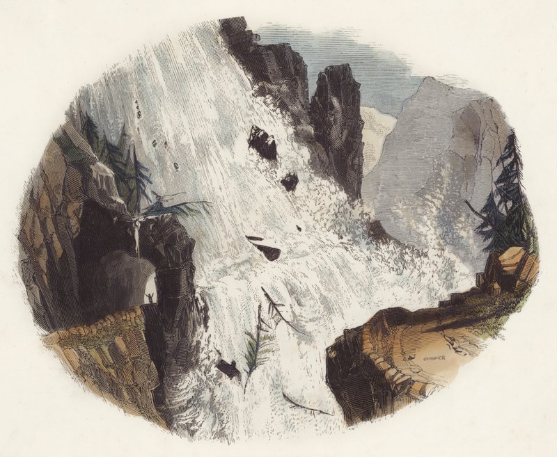 Laviner (färgad gravyr) av English School