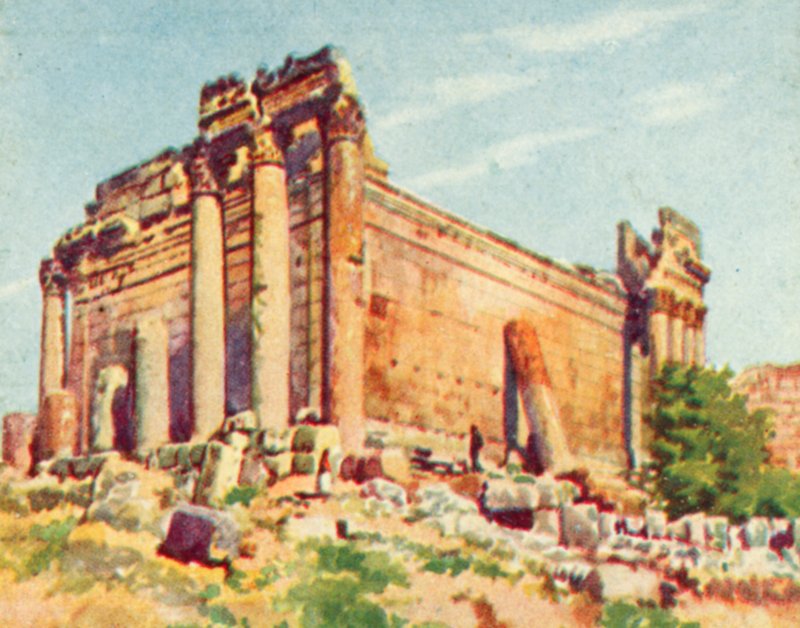 Baalbek, Bacchustemplet (färglitografi) av English School