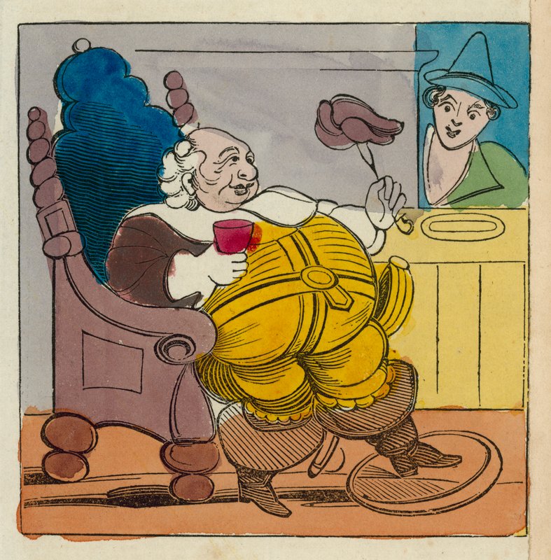 Shakespeares skönheter: Falstaff (gravyr i färg) av English School