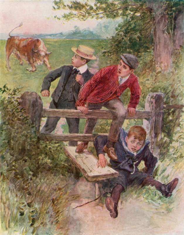 Akta dig för tjuren! (färg litho) av English School