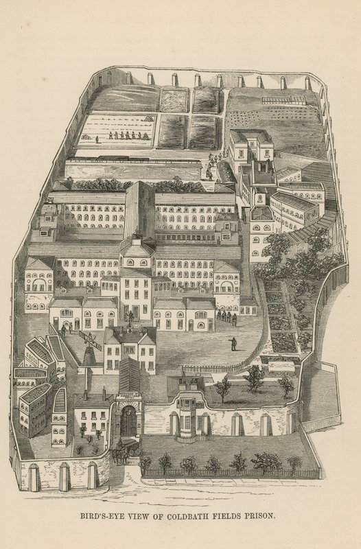 Fågelperspektiv av Coldbath Fields Prison av English School