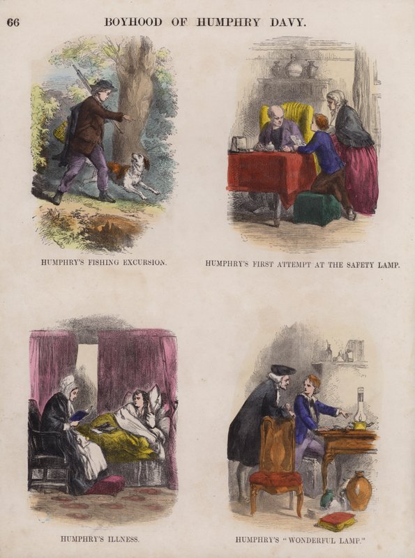 Boyhood of Humphry Davy (färgad gravyr) av English School