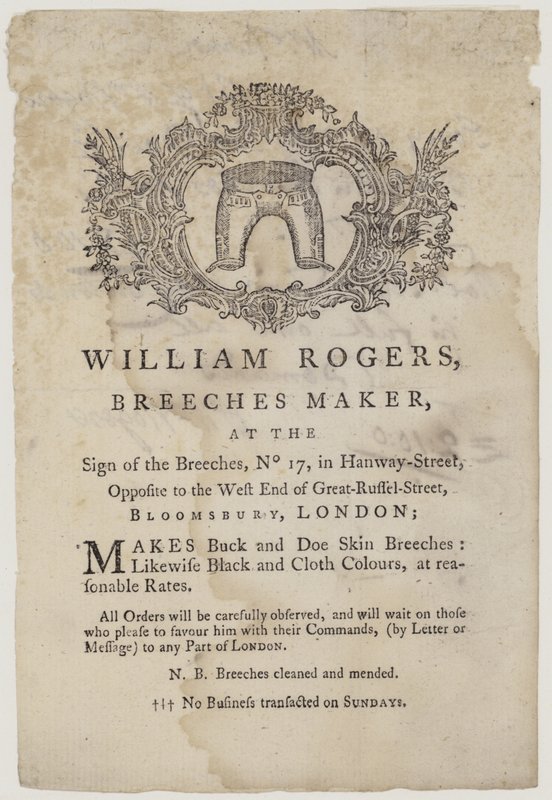 Ridbyxor Makers, William Rogers, byteskort av English School