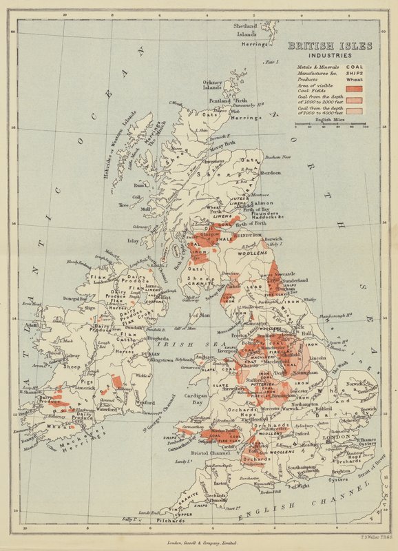 Brittiska öarnas industrier (färglitografi) av English School