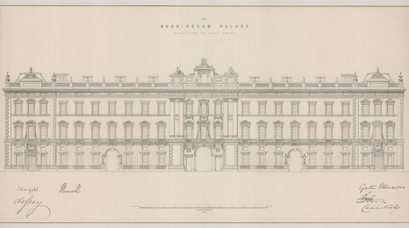 Buckingham Palace, östfrontens höjd av English School