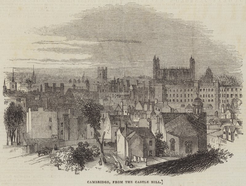 Cambridge, från Castle Hill (gravyr) av English School