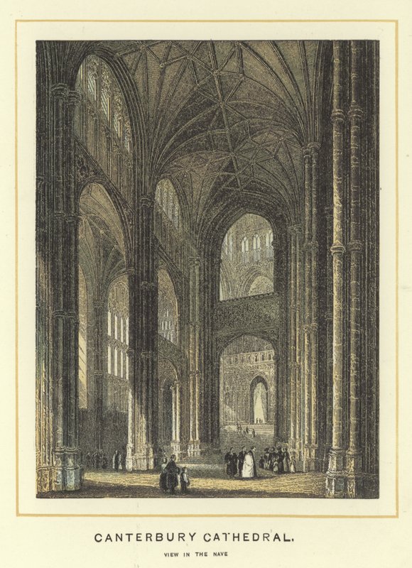 Canterbury Cathedral, utsikt i långhuset av English School