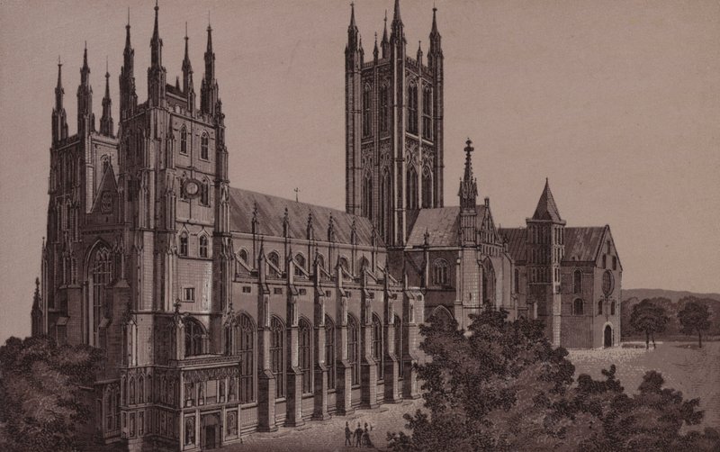 Canterbury: The Cathedral (litho) av English School