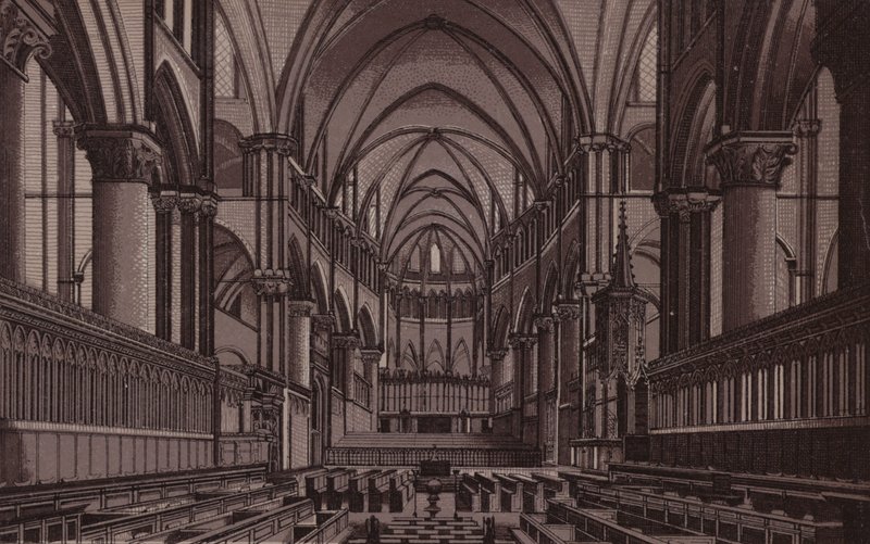 Canterbury: The Choir, Canterbury Cathedral (litho) av English School