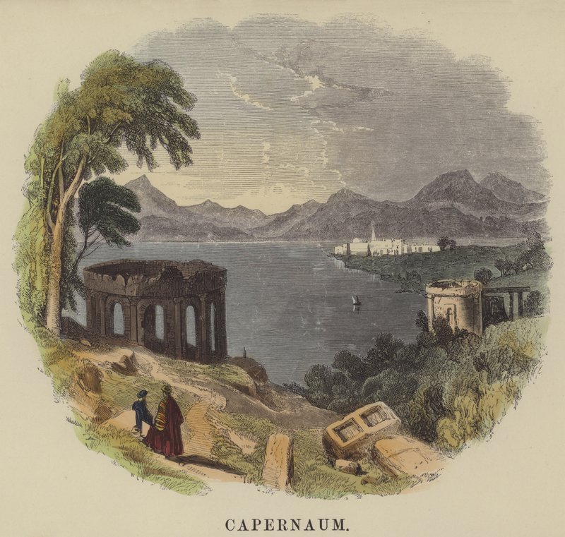 Kapernaum (färgad gravyr) av English School