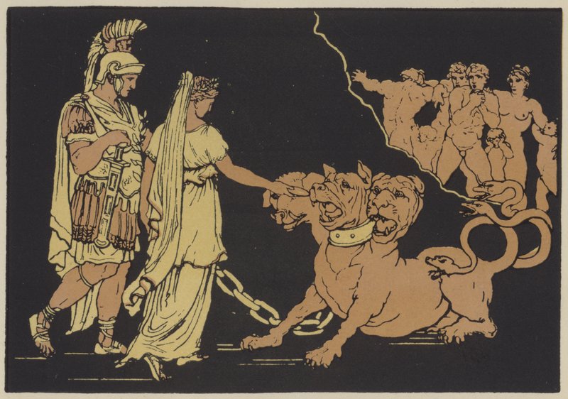 Cerberus (färglitografi) av English School
