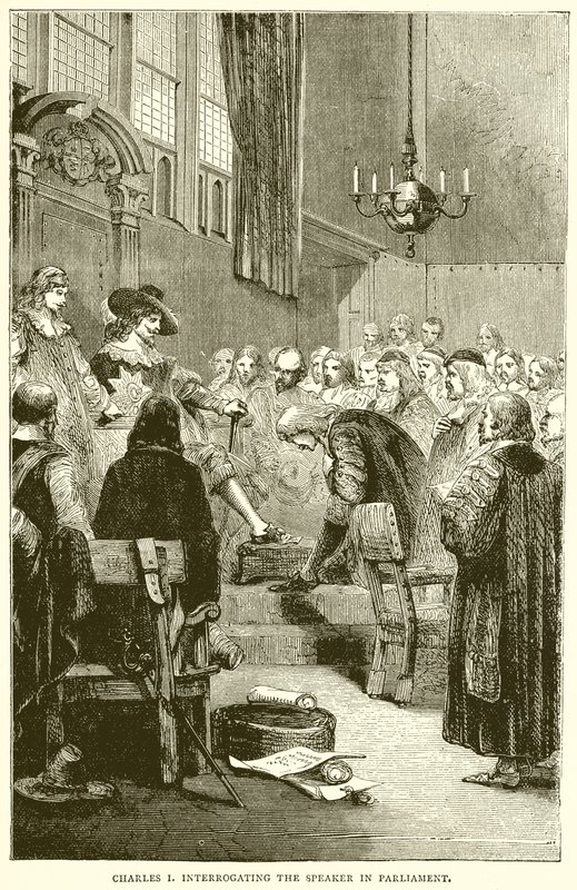 Charles I förhör talmannen i parlamentet av English School