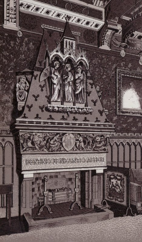 Skorstensstycke, Cardiff Castle (litho) av English School