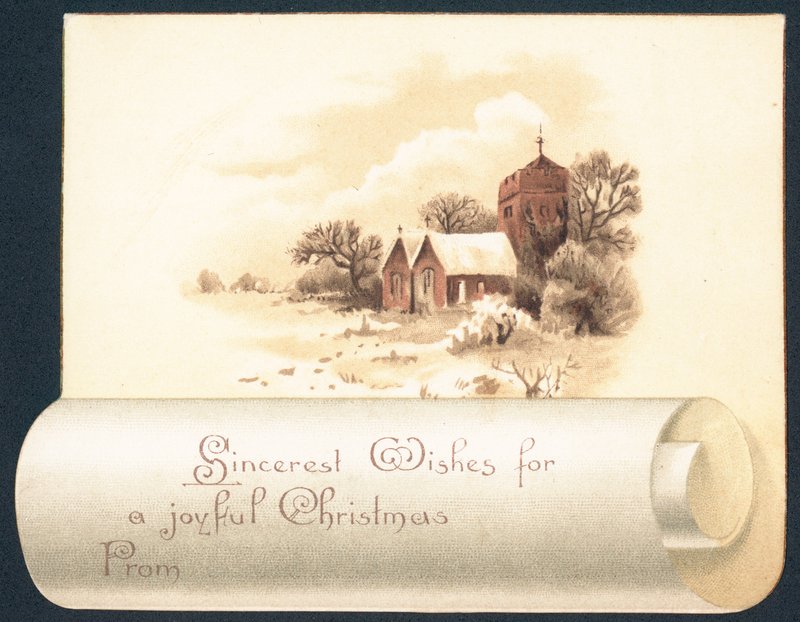 Kyrka i snön, julkort av English School