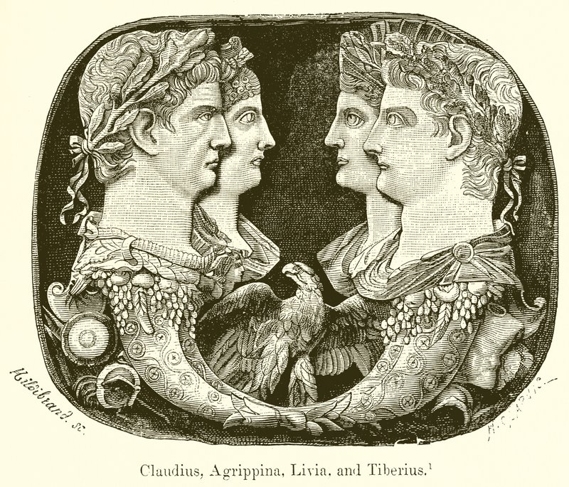 Claudius, Agrippina, Livia och Tiberius av English School