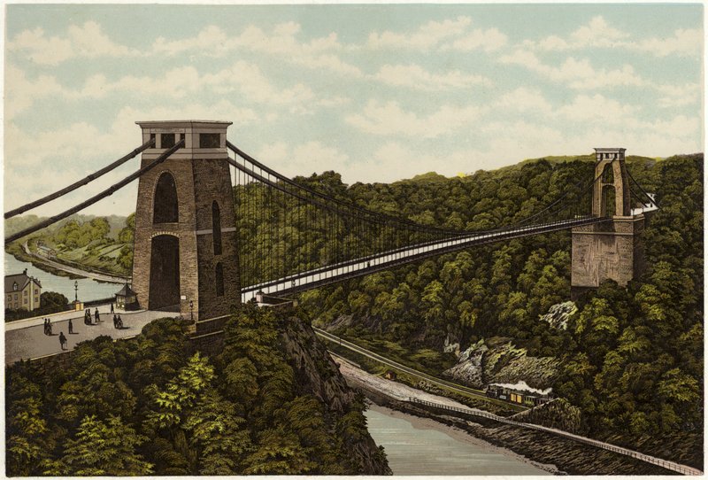 Clifton Suspension Bridge (lito i färg) av English School