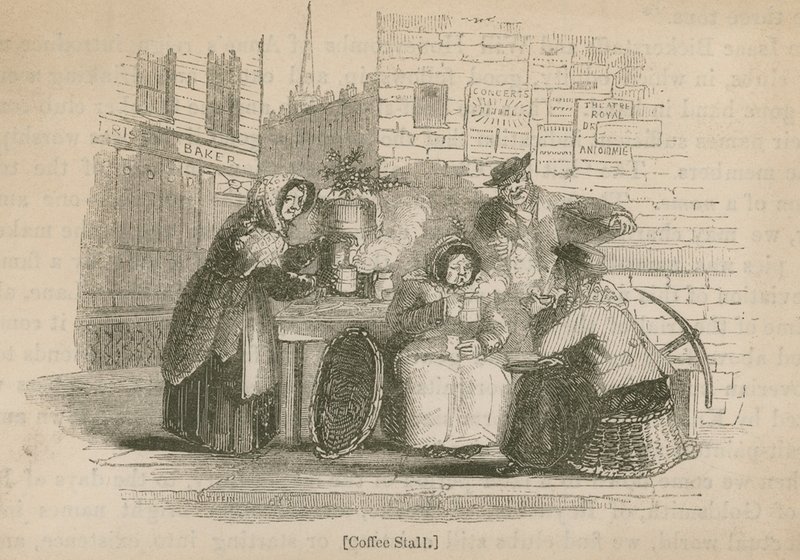Kaffestånd på en gata i London av English School