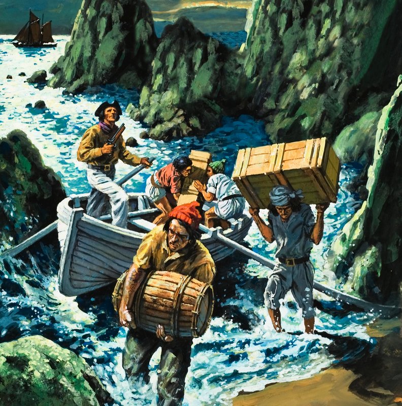 Cornish smugglingsscen av English School