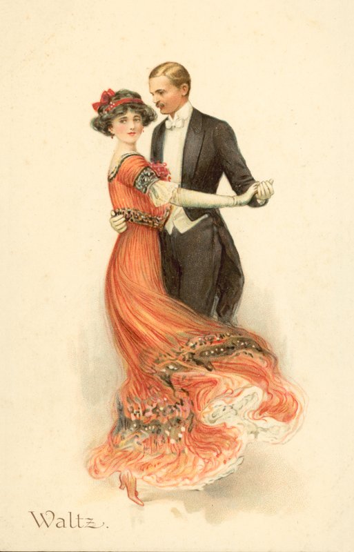 Par som dansar vals (chromolitho) av English School
