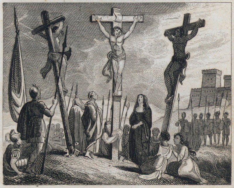 Jesu Kristi korsfästelse (gravyr) av English School