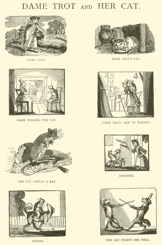 Dame Trot And Her Cat (träsnitt) av English School