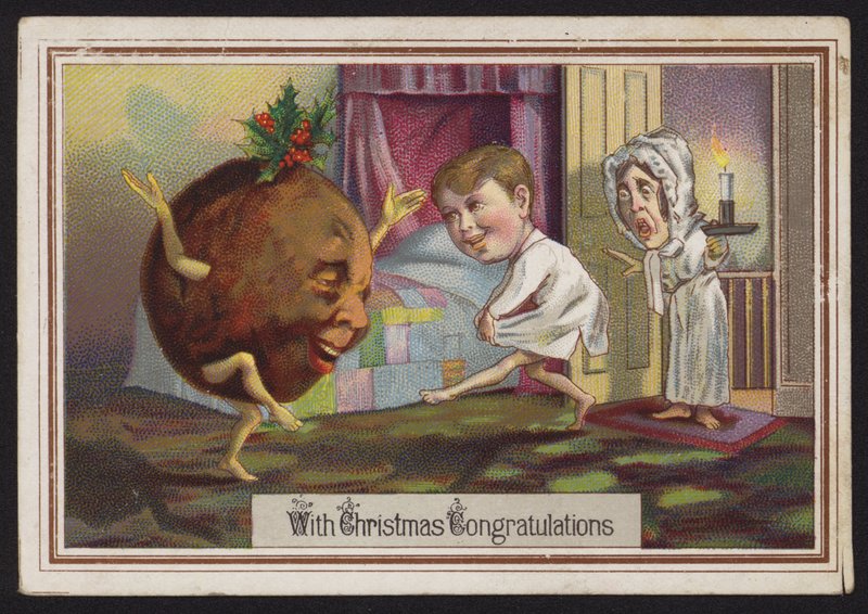 Dansande julpudding (chromolitho) av English School