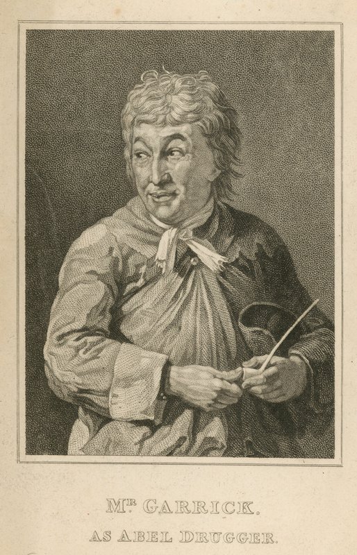 David Garrick, skådespelare, som Abel Drugger av English School