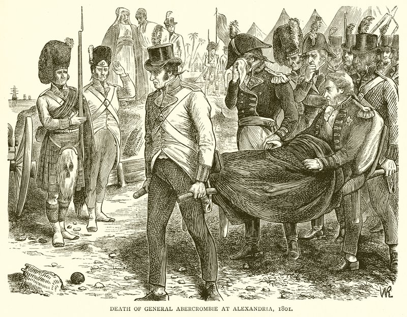 General Abercrombies död i Alexandria, 1801 av English School