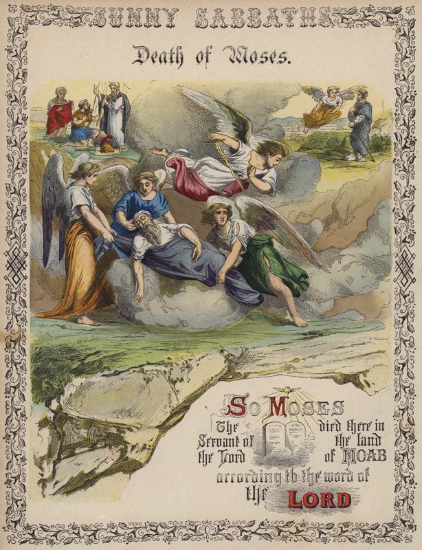 Moses död (färgad gravyr) av English School